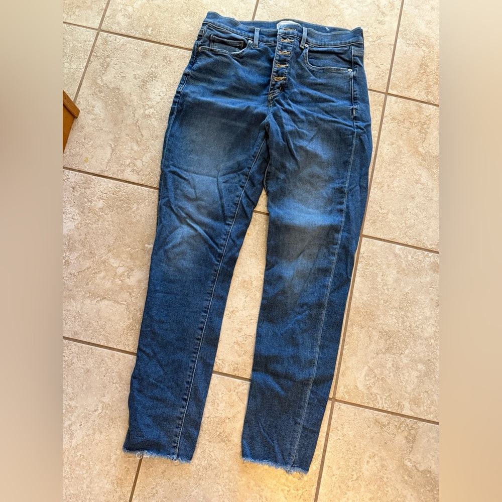 LOFT High-Rise Button-Fly Women's Jeans in Indigo Blue